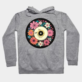 Pink Floral Cottage Core Vinyl Record Hoodie